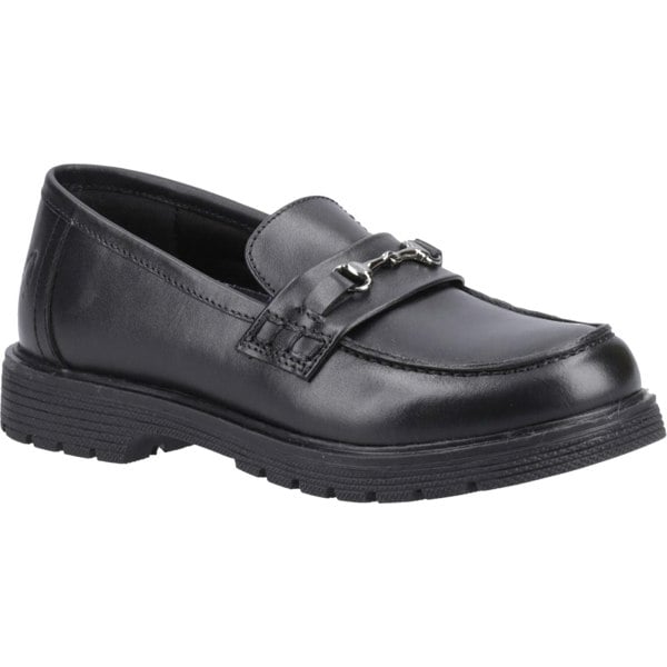 Hush Puppies Lydia Senior Leather Girls's Black Loafers