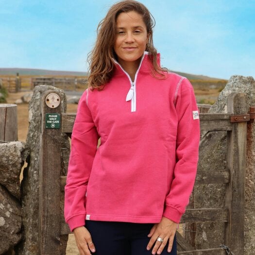 Lazy Jacks LJ3 - Ladies 1/4 Zip Sweatshirt - Cherry