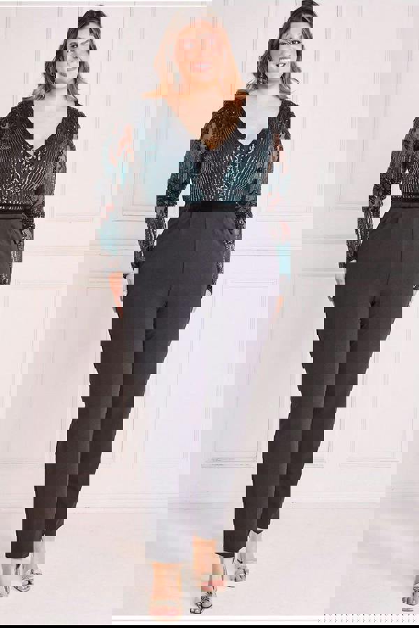 Sequin & Mesh Jumpsuit - Emerald Green TR289P