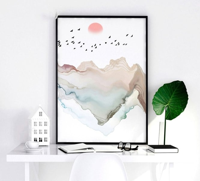 Art prints set of 3 | Japanese Sunset framed wall art