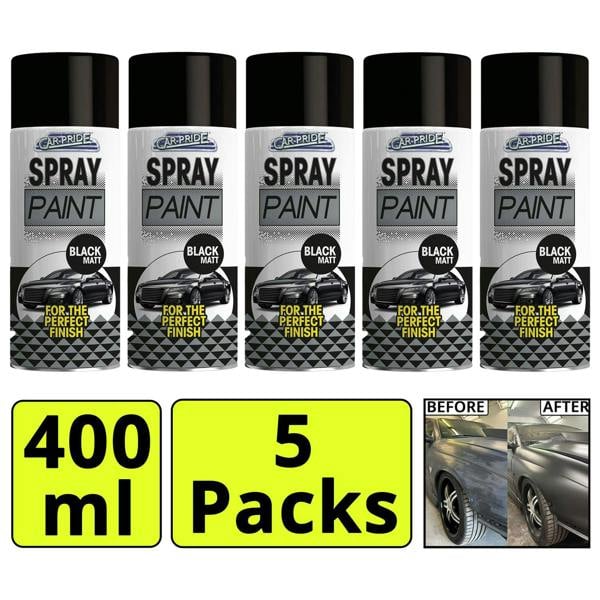 Carpride 5X Matt Black Car Spray Paint 400ml