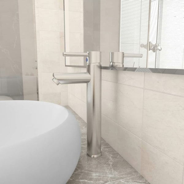 Berkfield Bathroom Mixer Tap Silver 12x30 cm