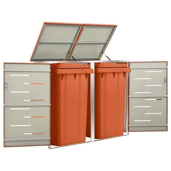 Berkfield Double Wheelie Bin Shed 138x77.5x115.5 cm Stainless Steel