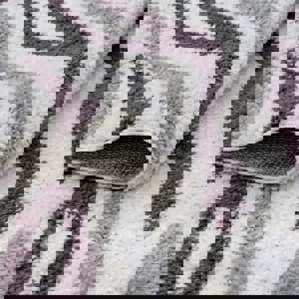 Moodi Shaggy Grey/Purple Rug, abstract design, soft pile | THE RUGS