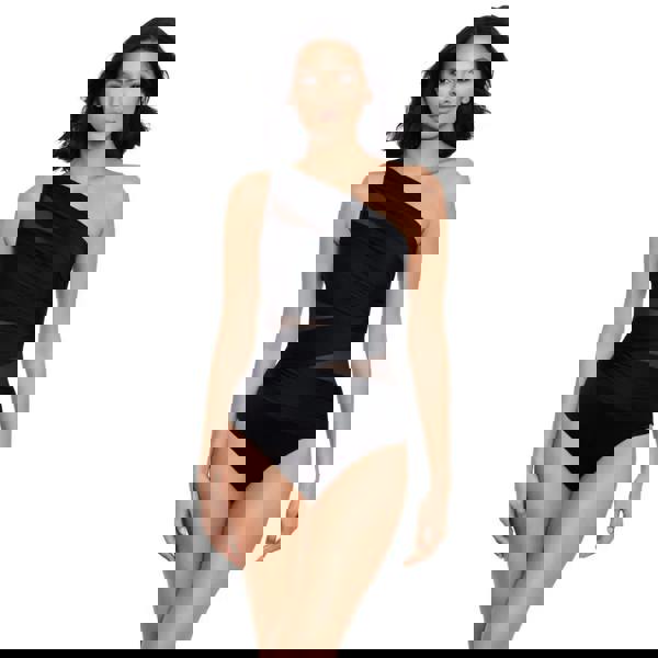 Black Miraclesuit Network Jena swimsuit with sheer panel and high-cut legs