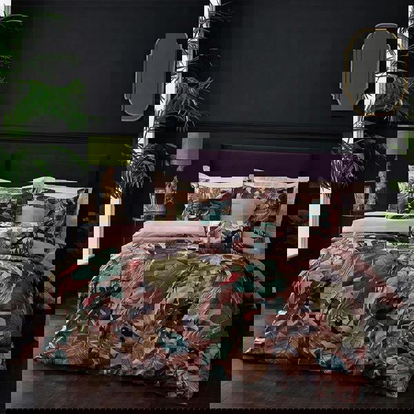 Wylder Moriyo Velvet Tropical Duvet Cover Set - Dusky Blue