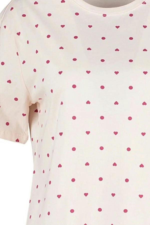 WOVCOR Polka Dot and Heart Print Short Pyjama Set