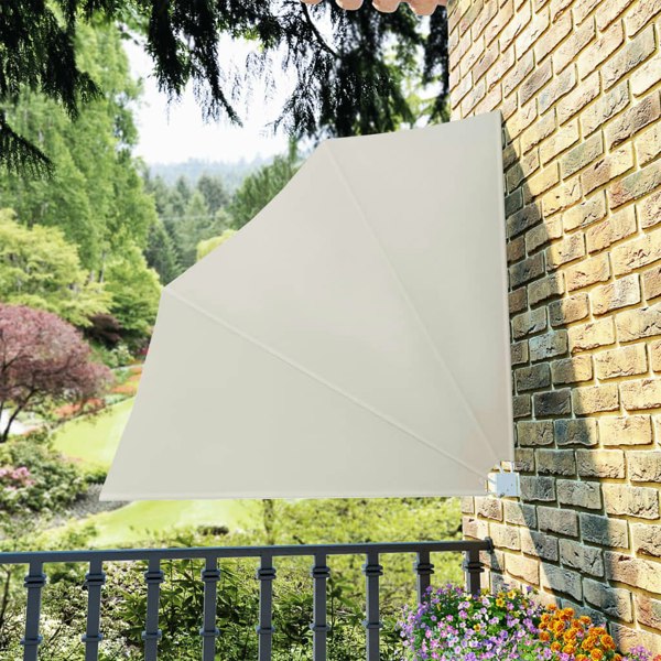Berkfield Collapsible Balcony Side Awning Cream 140x140 cm