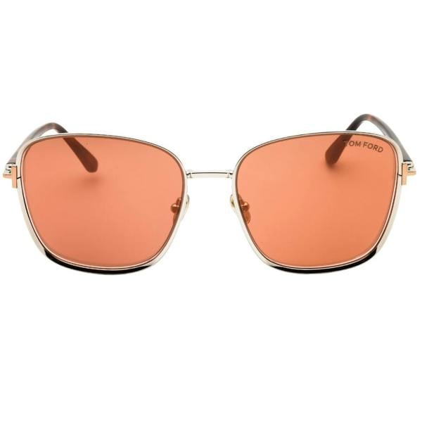 Tom Ford Ft1029 12G Shiny Dark Ruthenium /Brown Mirror Sunglasses Female 57X17X140 One Size