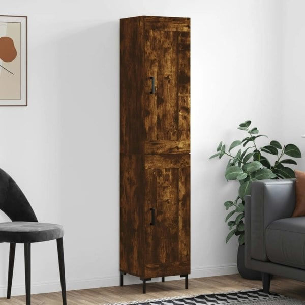 Berkfield Highboard Smoked Oak 34.5x34x180 cm Engineered Wood