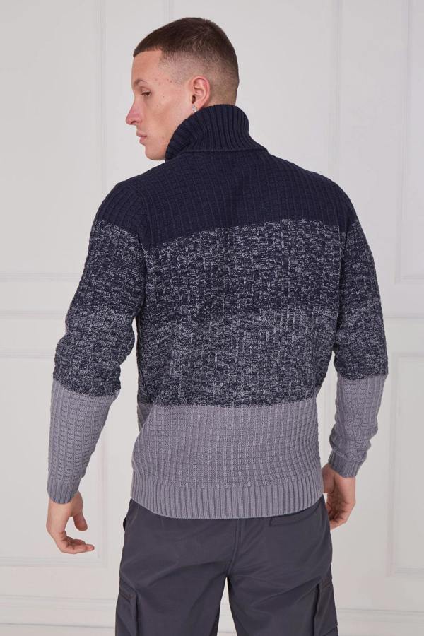 Men's Textured Roll Neck Jumper