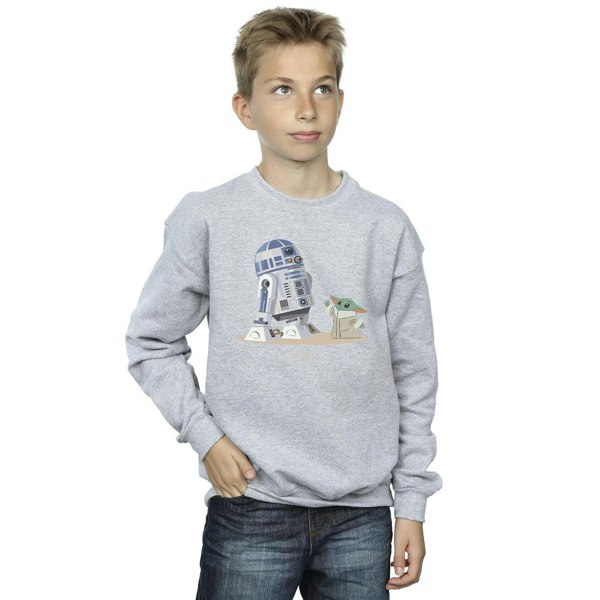 Star Wars Boys The Mandalorian R2D2 And Grogu Sweatshirt - Sports Grey