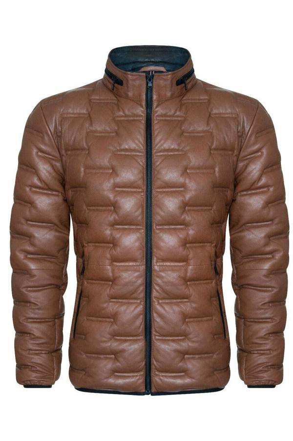 Infinity Leather Men's Puffer Quilted Bomber Leather Jacket - Recife
