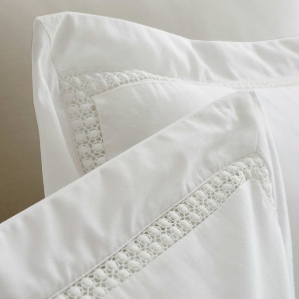 Bianca Oxford Lace Trim 200 Thread Count Cotton Duvet Cover Set White