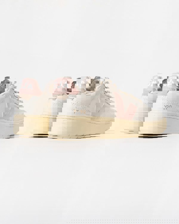 Veja V-90 OT Leather Womens Trainers - White/Petale