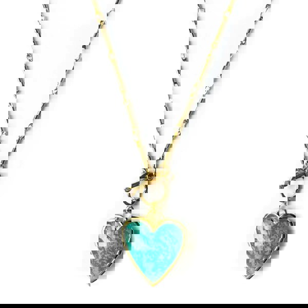 Luxe Tones Sanora Luxe 18ct Gold Plated Turquoise T Bar Heart Necklace