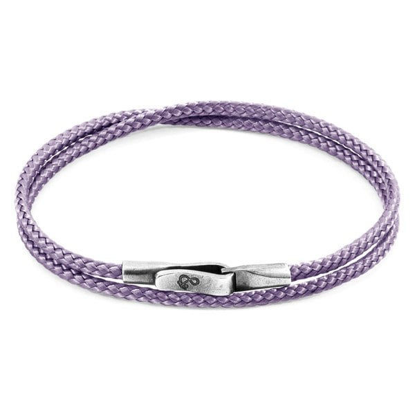 Anchor & Crew Lilac Purple Liverpool Silver and Rope Bracelet