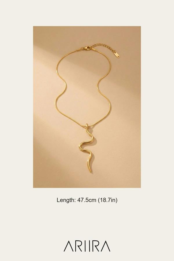 ARIIRA India Gold Tone Wavy Serpent Pendant