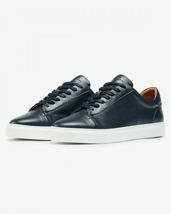 Oliver Sweeney Almada Mens Perforated Leather Trainers - Navy