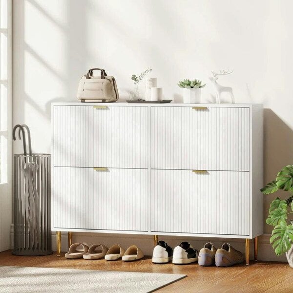 Bobobiy Elegant Four-Drawer Shoe Cabinet - White