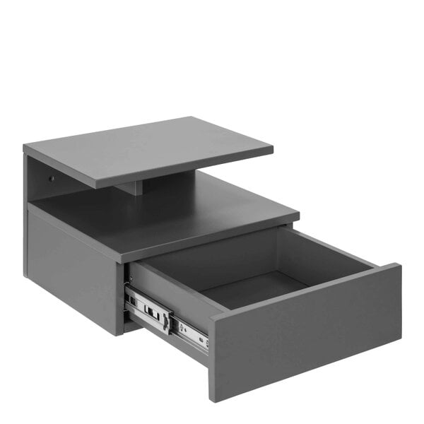 Wyld Haus Lincoln Grey Wooden Floating Bedside Table 1 Drawer Open Shelf