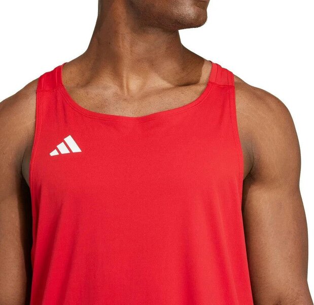 Adidas Adizero Essentials Mens Running Singlet Vest Red IX2854