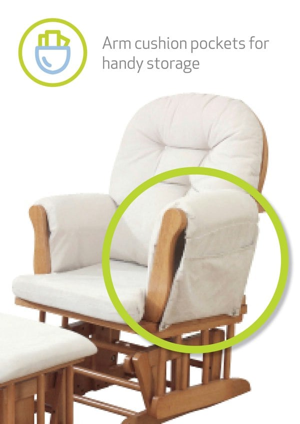 Arm cushion pockets for handy storage