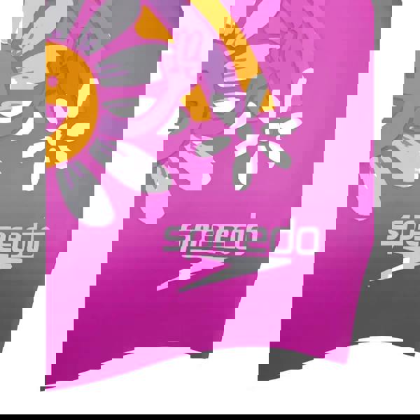 Speedo Junior Slogan Print Silicone Swim Cap with pink daisy design