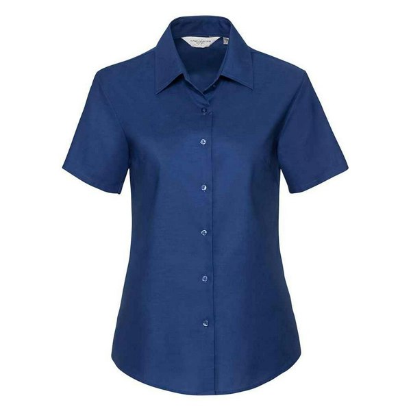 Russell Collection Women's Oxford Short-Sleeved Shirt - Bright Royal Blue