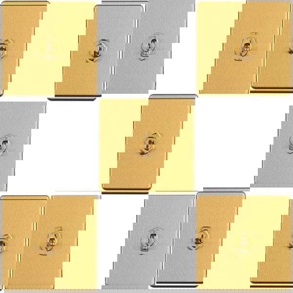 5 PACK 1 Gang Single Retro Toggle Light Switch SCREWLESS SATIN BRASS 10A 2 Way