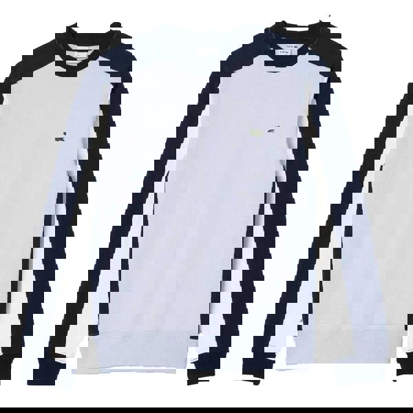 Lacoste Mens Colour Block Crew Neck Sweatshirt - Blue/White - 