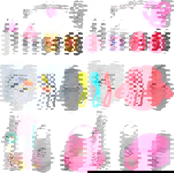 deAO Toys Doll Toy Set Doll Toy 15-piece toy Set including Mini Crib, ,Mobile, High Chair, Feeding Accessories