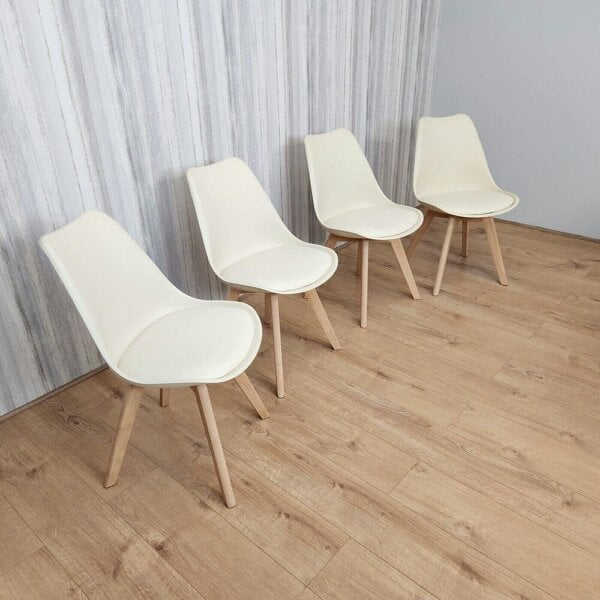 KOSY KOALA Modern Dining Table 140cm with Metal Hairpin Legs and Set of 4 Cream Dining Chairs for Kitchen Dining Room