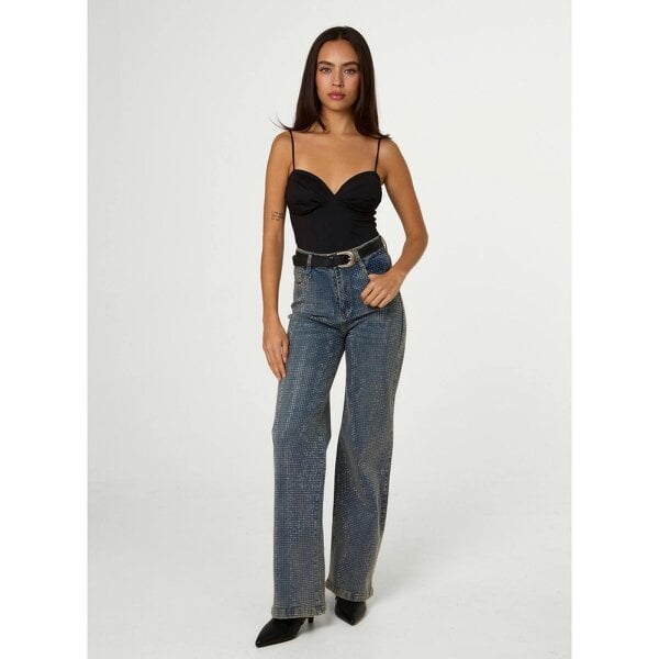 Pink Vanilla Diamante Wide Leg Jeans