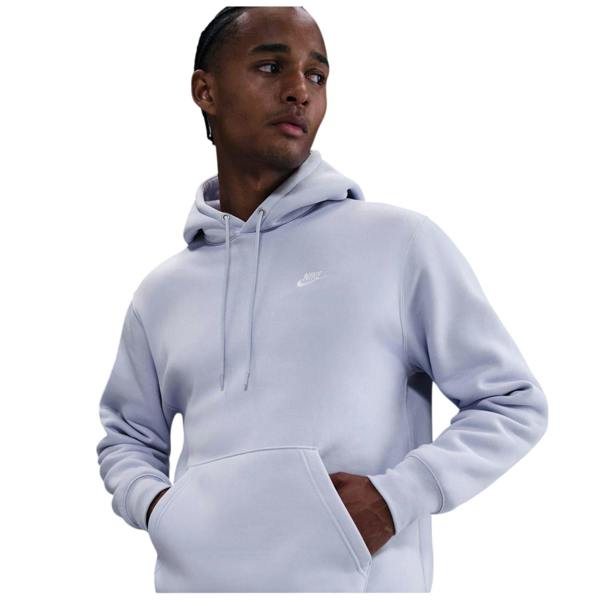 Nike Mens Club Fleece Pullover Hoodie - Ghost/White - 