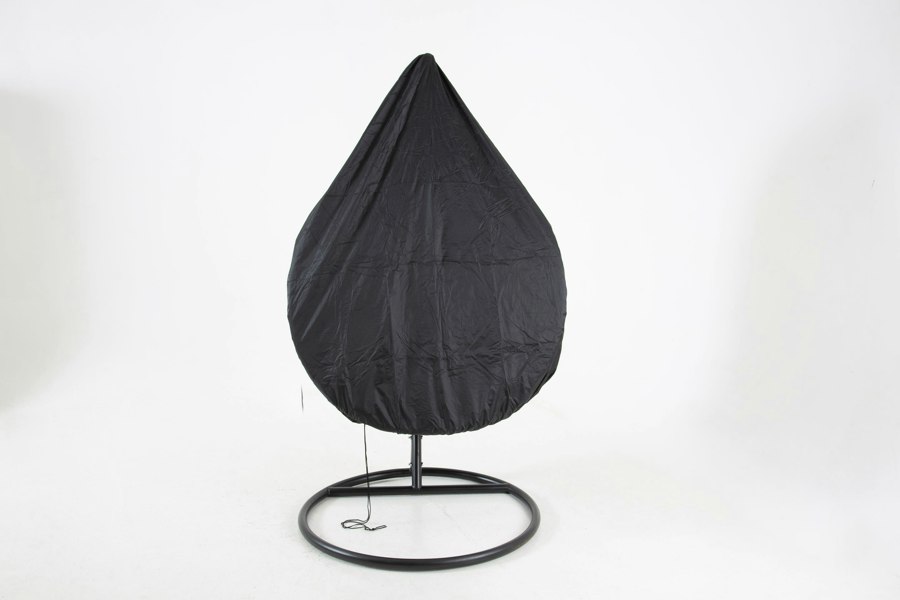 Outdoor Living The Onyx Black Hanging Swing Pod Egg Chair - Large with deep Grey Cushions