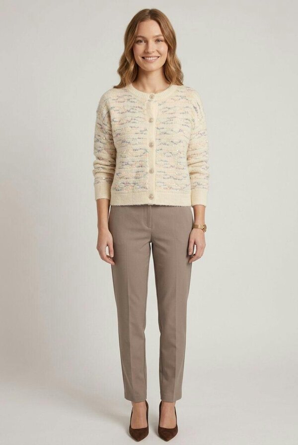 Izabel London Printed Textured Drop Shoulder Cardigan