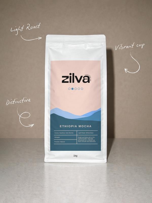Zilva Ethiopia Mocha Coffee Beans - Light Roast - 1Kg