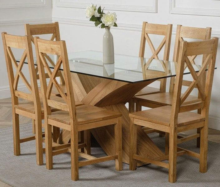 That's Furniture Valencia Oak Small Glass Dining Table & Berkeley Oak Chairs