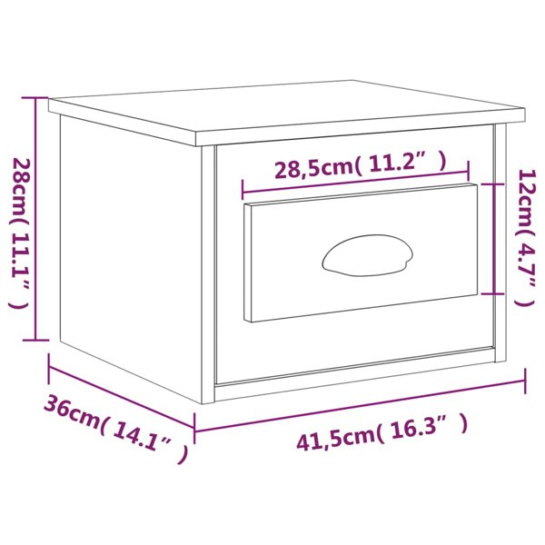Berkfield Wall-mounted Bedside Cabinets 2 pcs High Gloss White 41.5x36x28cm
