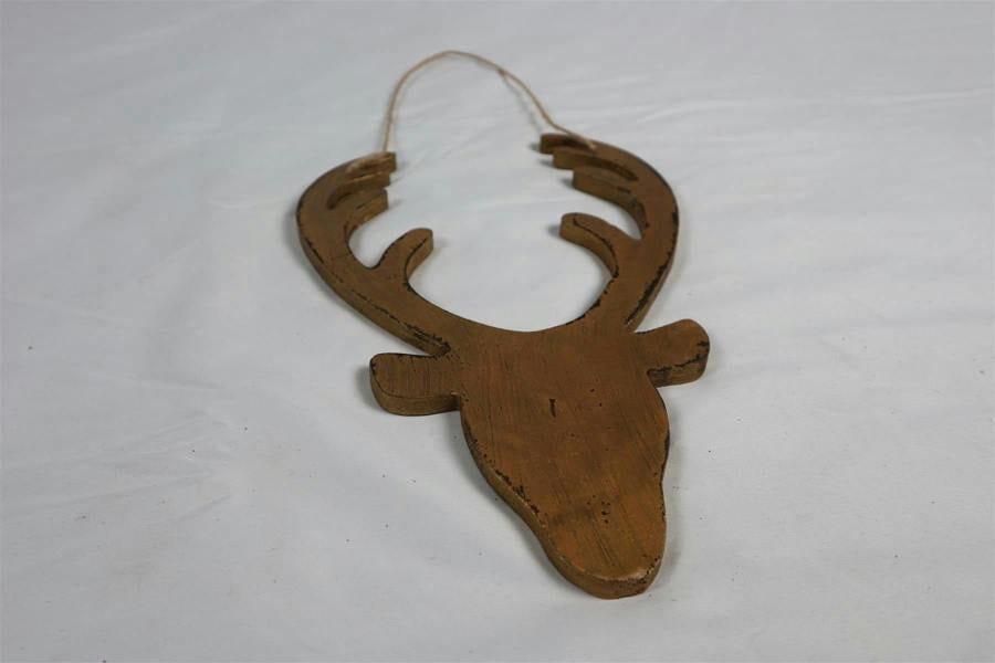26cm Golden Wooden Hanging Deer Head Christmas Wall Decoration for Home and Office Displays image 9