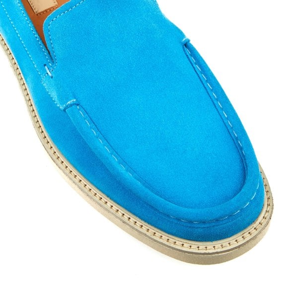 Embassy London Cruz - Sky Blue - Men's blue suede leather casual slip on with soft insoles