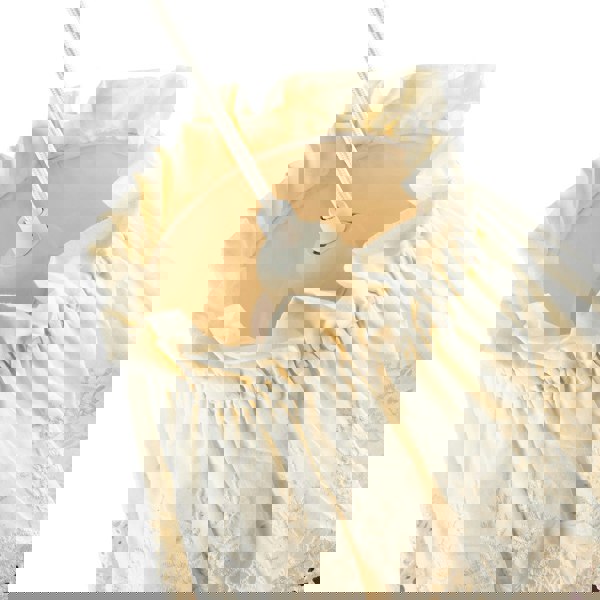 Modern Cream Cotton Fabric Pendant Lamp Shade with Floral Lace Design Image 3