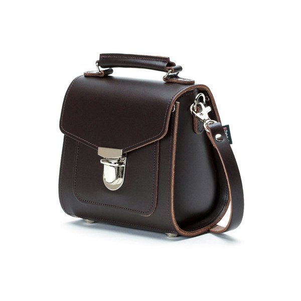 Zatchels Handmade Leather Sugarcube Handbag - Dark Brown