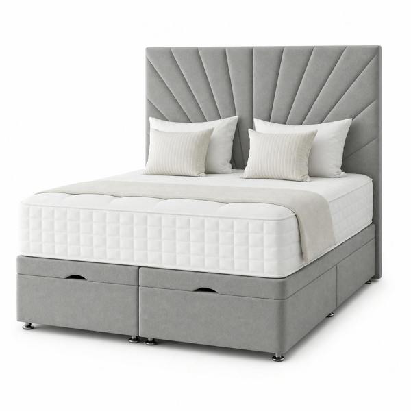 Great British Beds Sunrise Divan Ottoman Bed - Silver Plush