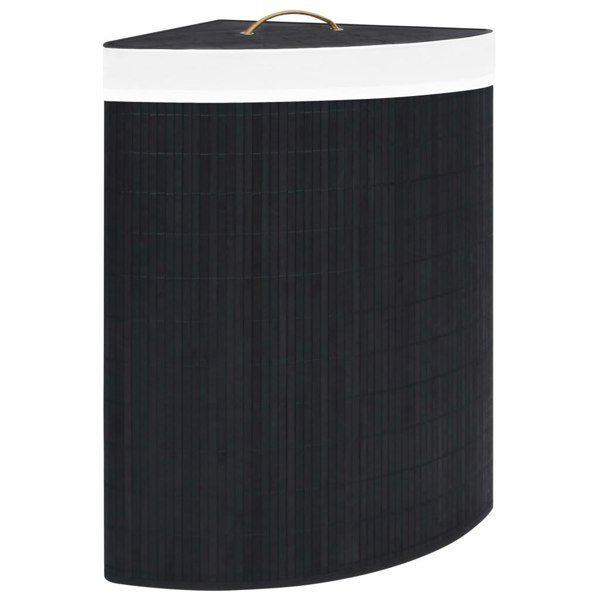 Berkfield Bamboo Corner Laundry Basket Black 60 L