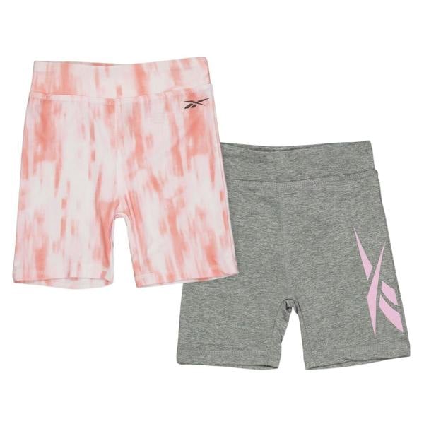Reebok Girls Tie Dye Biker Shorts (Pack of 2) - Silver Tie Dye - 