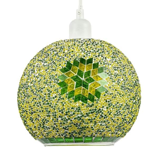 Green and Yellow Mosaic Glass Artisanal Pendant Ceiling Light Shade Image 1