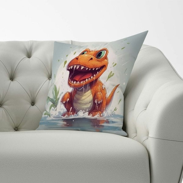 Warren Reed Dino Having A Splash Cushions