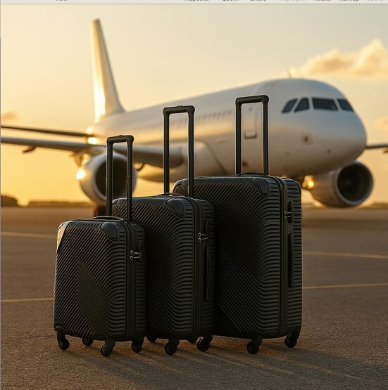 Neo Black 3 Piece Hard Shell Luggage Suitcase Set